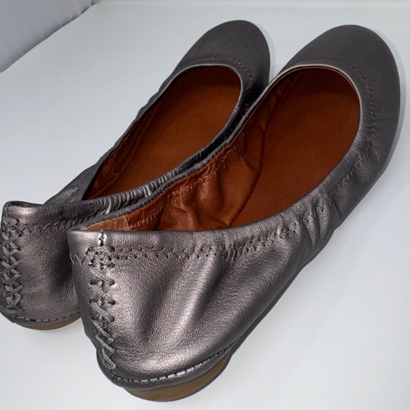 Lucky Brand Emmie Ballet Flats | Metallic Gray Pewter Leather | Women’s Size 9.5 - Picture 6 of 7